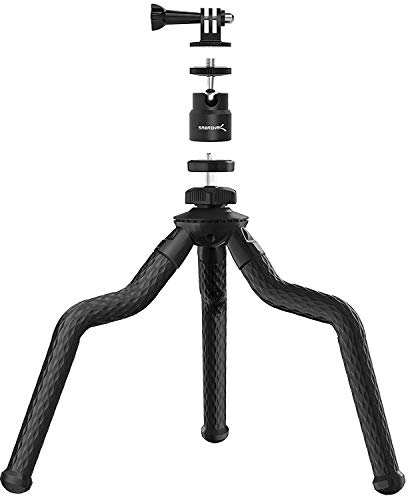 SABRENT Universal Tripod for iPhone, GoPro and Cameras, Phone Stand with Flexible Legs, Selfie Stick for Smartphones, 360 Camera Tripod (TP-FLTP)