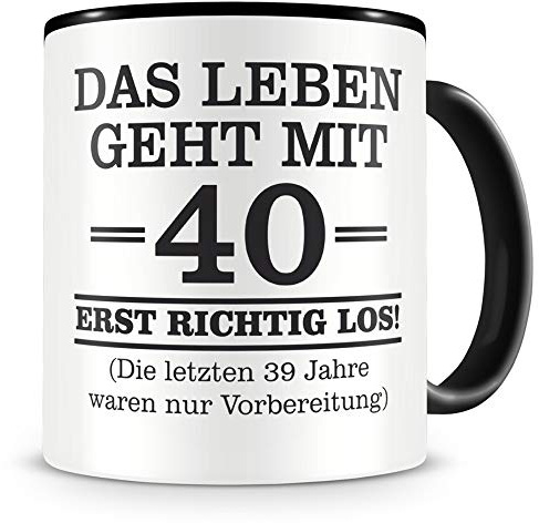 Samunshi® Tasse mit Spruch witzige Geschenke zum 40 Geburtstag Mann Frau Oma Opa Birthday Geschenkideen zum 40 Geburtstag 300ml schwarz