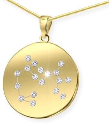 LILLY MARIE Damen Massive Silberkette Vergoldet Silber Gold Beschichtet Sternzeichen-Anhänger Längen-verstellbar Geschenke