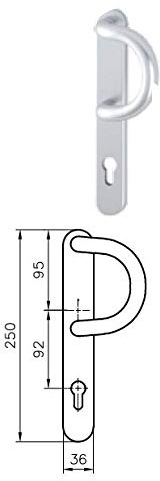 Hoppe Stossgriff auf Langschild M6, 8 mm (Aluminium EV1)