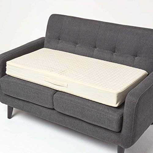 Homescapes Sitzerhöhung Sofa 2-Sitzer Creme 100x50x10 cm, Dicke Sitzkissen Erhöhung für Erwachsene & Senioren, langes Aufstehkissen, orthopädischer Schaumstoff mit Baumwollbezug