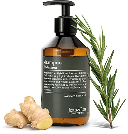 Jean&Len Fuktgivande Schampo Med Rosmarin Och Ingefära För Torrt Och Sprött Hår, Med Fuktkomplex Och Kryddig Och Fräsch Doft Av Rosmarin Och Ingefära, Utan Parabener Och Silikoner, 300 Ml