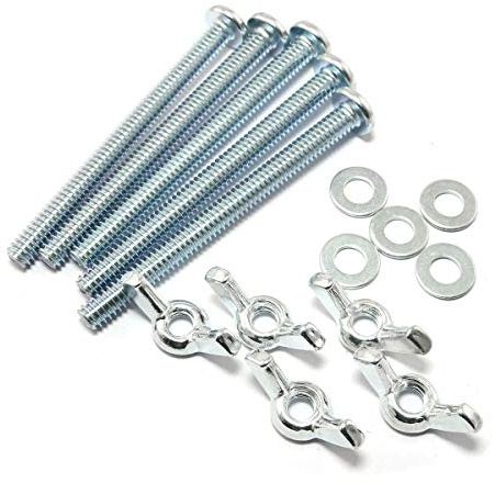 Pro Bamboo Kitchen 5Sets Screw Bolts with Wing Nut Zinc Plated Carbon Steel Mounting Hardware Fitting Fastenings:1/4-20 Hand Tighten Wing Nuts,1/4-20x3 Phillips Head Screw Bolt with Washers