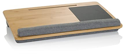 hjh OFFICE 830056 Laptopunterlage 55 x 36 cm COMFILAP Bambus Grau Kissentablett mit Maus- und Handgelenkauflage