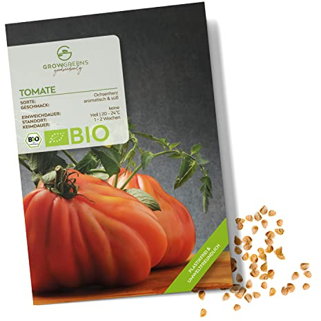 Semi di pomodoro biologici (Cuore di bue) - Semi di pomodoro da coltivare in giardino, sul balcone e sul orto rialzato