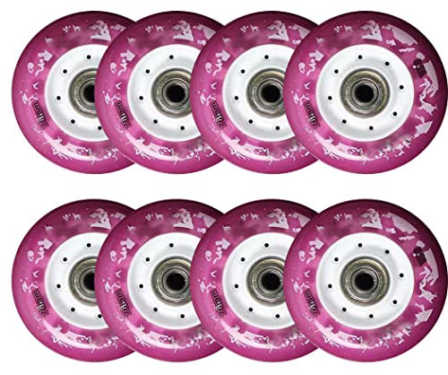 TGHY 8 Stück Inline Skate Räder 72mm/76mm/80mm 85A PU Räder Skatingschuhe Ersatzräder mit Lagern Inline Skates Rollen Wheel Inliner Rollen Ersatz Rollen Räder,Lila,72mm