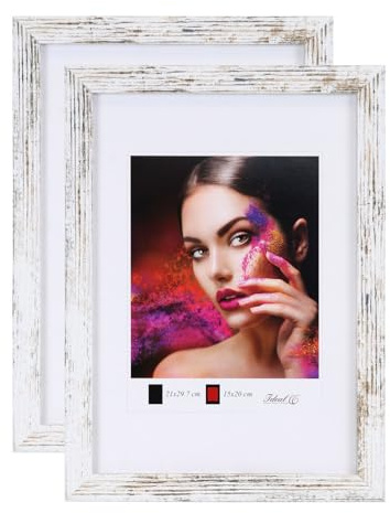 IDEAL TREND 2er 3er 5er Set Holz Bilderrahmen Lifestyle Plexi Foto Rahmen Collage Wanddeko Poster HR-25: Farbe: 2er Pack Shabby Weiß | Format: 50x70