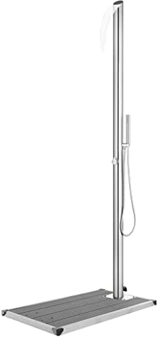 INLIFE Gartendusche mit Grauer Bodenplatte 225 cm Edelstahl-0795-0795