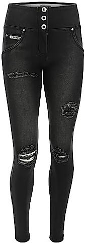 FREDDY - Jeans Push Up Wr.up® Vita Alta In Denim Navetta Ecologico Con Strappi, Donna, Denim Nero, Medium