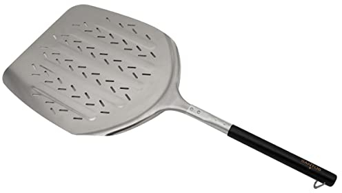 SANTOS XL Pizzaschieber/Pizzaschaufel - großer Heber - langer Griff - Gleitfähige gelochte Oberfläche - 36x40cm - hitzebeständig - Pizza, Flammkuchen