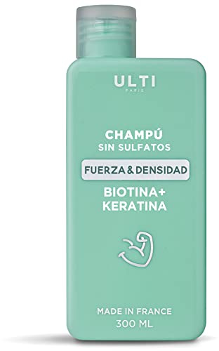 Ulti Paris Shampoing sans sulfate 300ml - à la Biotine et kératine - Force et densité - shampooing keratine biotine cheveux made in France