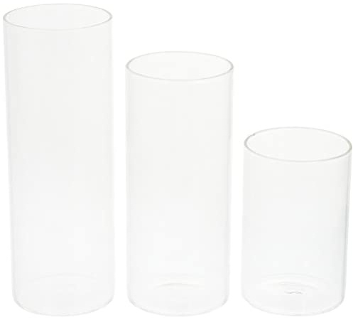 DOITOOL Glaszylindervase 3Er-Set Zylindervasen Klarem Glas für Mittelstücke Hurrikan-Kerzenhalter Glas für Stumpenkerzen Schwimmende Kerzenvase für Hochzeitsdekoration