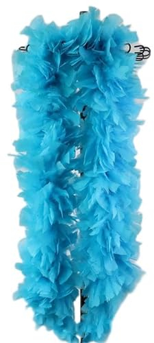 SYSUII Federboa Weihnachtsboa, 200CM Federboa zum Basteln Flauschige Truthahnfedern Federboa DIY Frauen Verkleidung Dekorationen Federstola Federschal für Weihnachten Karneval Theater -Blau