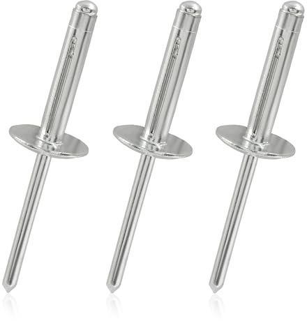 Zorveiio 100 Stück Aluminium-Blindnieten, dreifach gefaltet, 3/16 Zoll großer Flansch, 3/16 Zoll x 2,5 cm großer Kopf, Tri-Grip-Pop-Blindnieten, explodierende Nieten für Kajak, Auto und Möbel, Silber