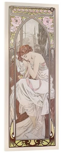 Posterlounge Les heures du jour - Repos de la nuit Tableau en verre acrylique de Alfons Mucha 20 x 50 cm Tableaux Décoration murale