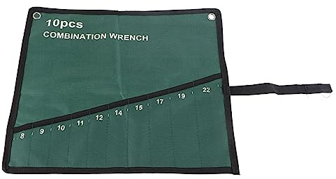 QANYEGN Canvas-Werkzeugtasche schwarz, Werkzeugtasche mit Mehreren Taschen, Schraubenschlüssel-Tasche, Tasche Für Werkzeug-Maulschlüssel, Tasche für aufrollbare Werkzeuge(10 Taschen)