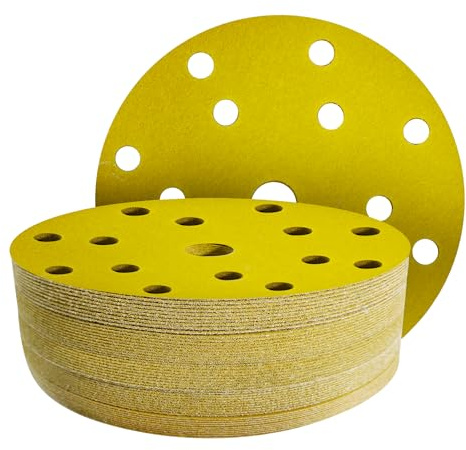 GZKTY 70 stycken slippapper 150 mm runt kardborreband – professionellt korn 180 slipskivor – 15 hål för excenterslipmaskin – aluminiumoxid slipande bil torr slipsand