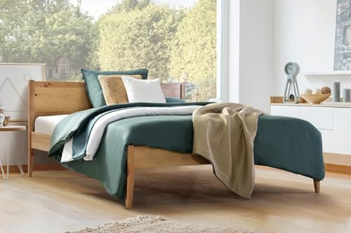 Meble Doktór Holzbett - Bett aus Kiefernholz – Presto 160x200 cm – Bettgestell mit Rahmen – Holzmöbel – 100% Naturholz - Massivholzbett – Solide Verarbeitung - Eichenbeize