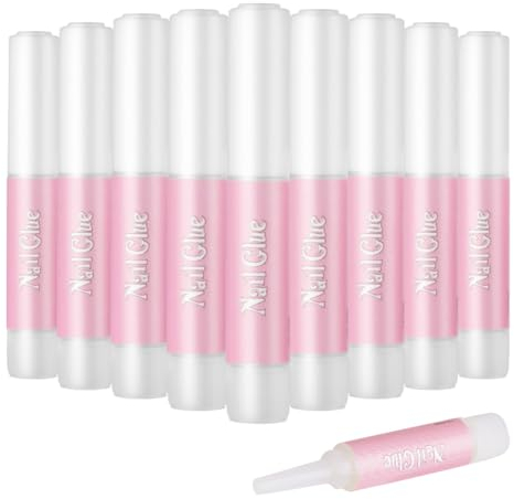 Collante Per Unghie, 10 Pezzi Colla per Unghie Finte Colla Unghie a Lunga Durata, Nail Bond Colla per Unghie Acriliche, Estensione Unghie, Tip Adesivo, per Fai da Te