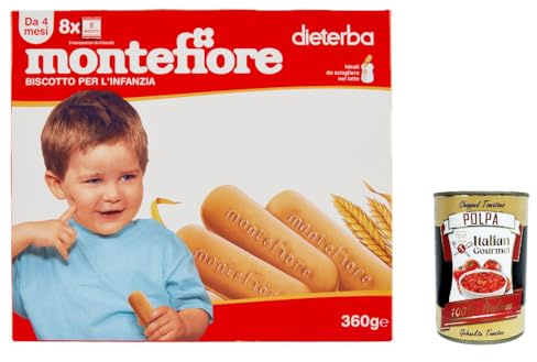 6x Montefiore - Biscotto per l'Infanzia, dal 4 mese - 360 g + Italian Gourmet polpa 400g