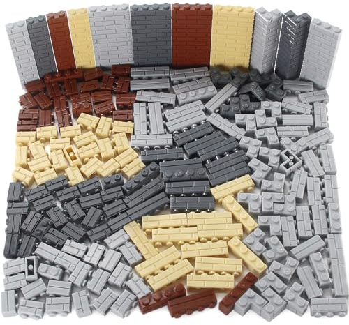 Feleph Masonry Profile Bricks - Set di 260 mattoni da costruzione multicolore per pareti MOC in muratura, profilo in mattoni, compatibile con grandi marche