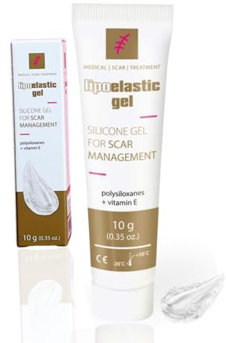 LIPOELASTIC Narbencreme aus Silikon für chirurgische Narben, medizinisches Silikon-Narbengel mit Vitamin E für C-Abschnitt, Verbrennung, Dehnungsstreifen, Wunde, alte Narbe (Transparent)