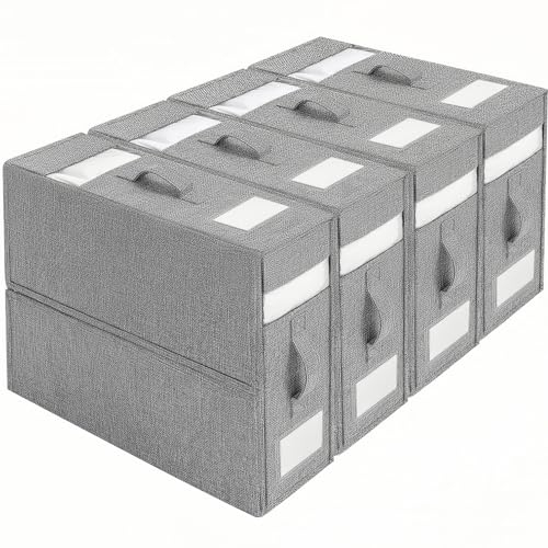 Hibtn Bed Sheet Organiser Folding Storage,Bedding Storage Bags,4 Pack Bedding Box,Bedding Storage Box For Cover Bedding Closet Blankets Set Clothes Grey