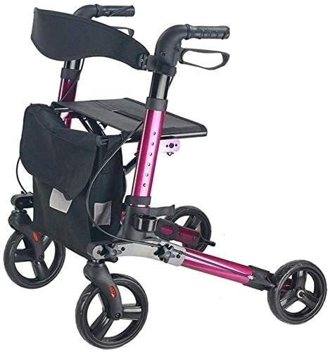 Rollator Walker mit Sitz und Korb für Senioren – Leichter Mobilitäts-Trolley, Kinderwagen, Roller, faltbar, 4 Räder für ältere Menschen