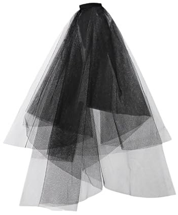 WatDenyFine Schleier Halloween Schleier Braut Halloween Brautschleier Schwarz Schleier Braut Halloween Braut Schwarzer Brautschleier Halloweenkostüm Perfekt für Halloween Partys