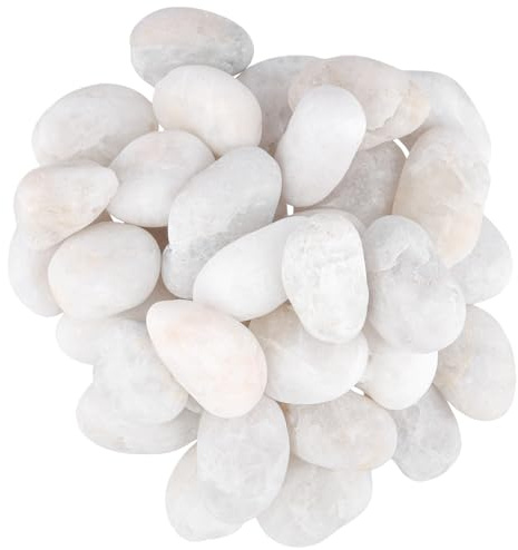 SINJEUN 30 PCS 3-5cm Painting Pebbles, White River Rocks, Smooth and Flat Painting Stone, Painting Rocks for Arts DIY Painting