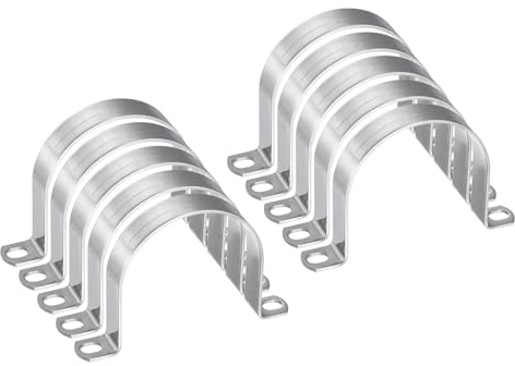 sourcing map 10pcs 3 1/8 Inch 80mm Conduit Clamps, M80 U Tube Pipe Clamp, Stainless Steel Rigid Pipe Strap, U Shaped Bracket with Two Hole for Pipe Tube Hose Wire Cord,Thick