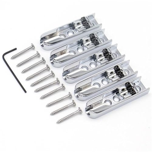 gitarrenzubehör für anfänger Bass 5 String Gitarre Einzelne Einzelne Brücke Sättel Saitenhalter 3 Loch Mit Schraube Für Bass Gitarre Zubehör(Silver)