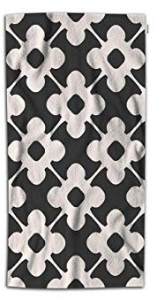 Sporthandtuch Blume Geometrische Fliesen Geschwungene Linien Blume Schwarz Beige Gästetuch Premium Handtücher Für Badezimmer Leichte Händehandtuch Für Sport Strand Damen 40X70Cm