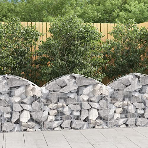Tidyard Panier de gabions arqué 100x30x60/80 cm Fer galvanisé, Mur à Gabion Clôture en Maille pour Jardin, Terrasse, Arrière-Cour, Extérieur
