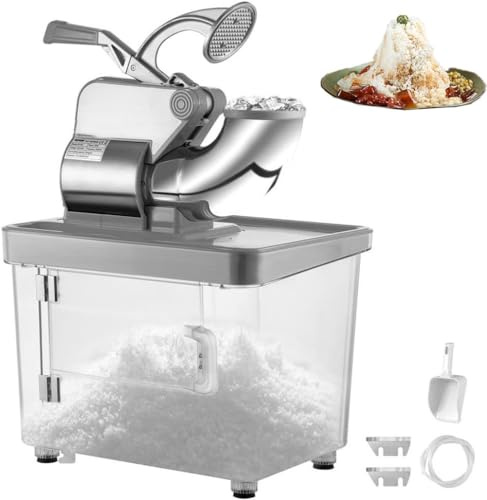 EORNYHQMY Electric Ice Crusher,Ice Shaver,Snow Cone Machine,with Storage Box,with Dual Stainless Steel Blades,for Shop Restaurant Bar