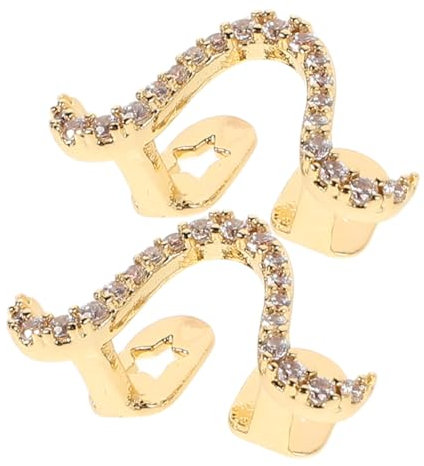 PACKOVE 2 Stück Zahnspange goldene Reißzähne Zahnsteine ​​für Frauen Zahn Edelsteine Silberzähne Zahnkappen für abgebrochene Zähne Goldzahnkostüm Mundgrills für Frauen Strasssteine