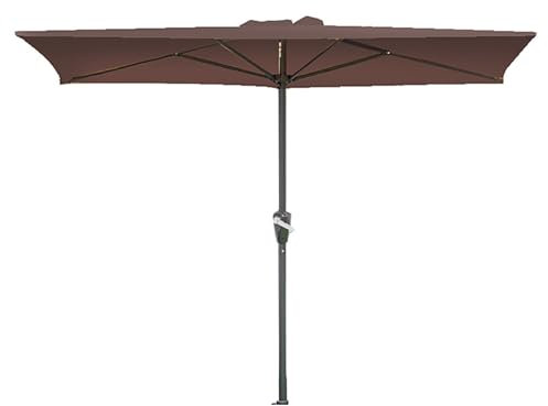 YAVYAV Parasol De Terrasse Demi-rectangulaire, Petit Demi-parasol Avec Manivelle, Pour Porte De Balcon De Café(Brown,200x100cm)