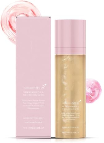 Brume solaire fixatrice transparente SPF 50,huile corporelle scintillante à large spectre,ixatrice de maquillage hydratante et protectrice,et à absorption rapide pour le visage et le corps (1)