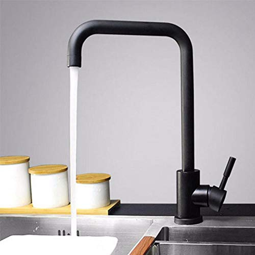 HCVYQMMJ Grifo de Agua fría y Caliente de Cocina de Acero Inoxidable 304, Lavabo for Lavar Verduras Esmerilado Negro, Negro A(Black B)