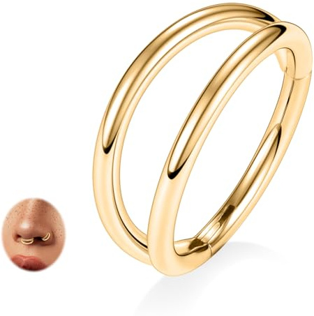 AROWRO Dubbel ring näsring G23 titan septum ring conch helix daith rock tragus brosk näsa piercing smycke läppring 20 g 18 g 16 g