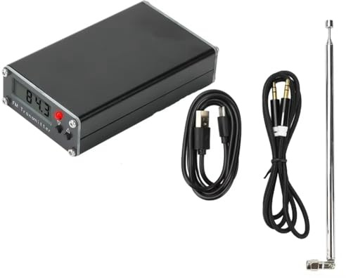 Fangxuee Transmisor FM de 2000 M y 0,5 W, 76-108 MHz, Pantalla Digital LCD, Estéreo, para Iglesias, Coches, Estaciones de Campus.