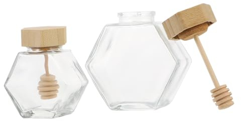 UKCOCO 2 pièces Pot Verre Hermétique avec Couvercle pour Miel et Confiture Lot de Bocaux Transparents Scellés Contenant de Stockage Alimentaire Pratique