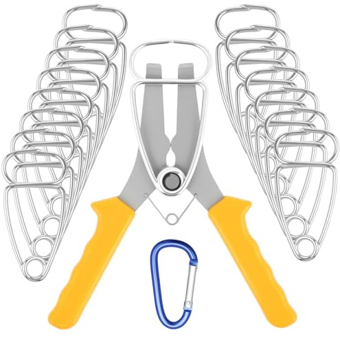 Lot de 17 pinces à ressort à onglet en acier inoxydable ultra solides + pince à ressort et anneau de rangement - Envergure de 0 à 2 - Pinces à onglet inoxydables pour cadres photo, moulures, travail