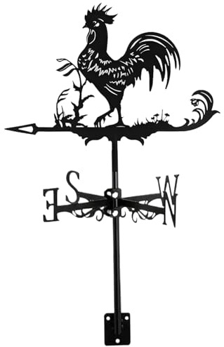 Decorazione da giardino rustica per polli rustici per esterni con banderuola in ferro a forma di gallo per la scena del patio del capannone