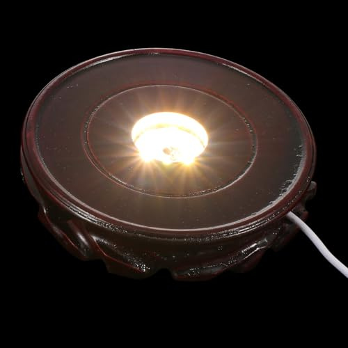 TOYANDONA Café Base Bola de Color Madera LED de Cristal para Casa | Carga USB Reutilizable, Realce Nocturno y Luz de Acento, Estilo Creativo y Romántico