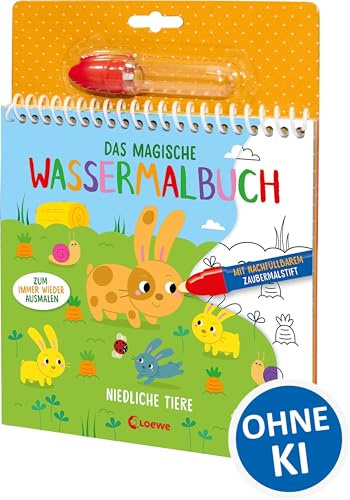 Das magische Wassermalbuch - Niedliche Tiere: Male die tollen Motive mit dem enthaltenen Zaubermalstift immer wieder aus