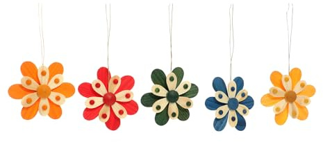 Rudolphs Schatzkiste Strauchbehang Frühlingsblüten 5 Stück BxHxT=6x6x2cm NEU Frühling Baumschmuck Holzschmuck Holz Seiffen Erzgebirge Strauchbehang Dekoration