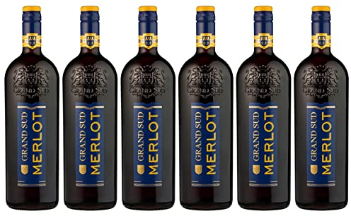 Grand Sud - Merlot aus Süd-Frankreich - Sortentypischer Trocken Rotwein (6 x 1 L)