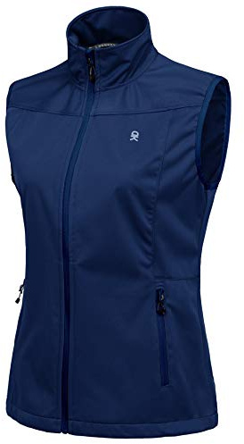 Little Donkey Andy Women's Lightweight Softshell Vest, Windproof Sleeveless Jacket for Running Hiking Travel, Blue L