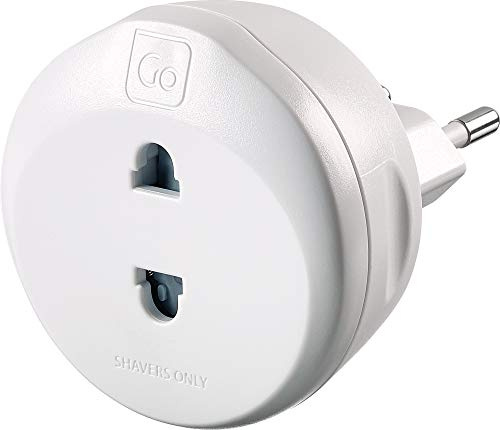 Go Travel EU 2 Pin Electric Shaver & Toothbrush Plug Adapter, Euro Socket | Run your UK shavers, razors and toothbrushes abroad - a 2-pin Euro shaver plug adaptor and bathroom converter. Ref 539.101.